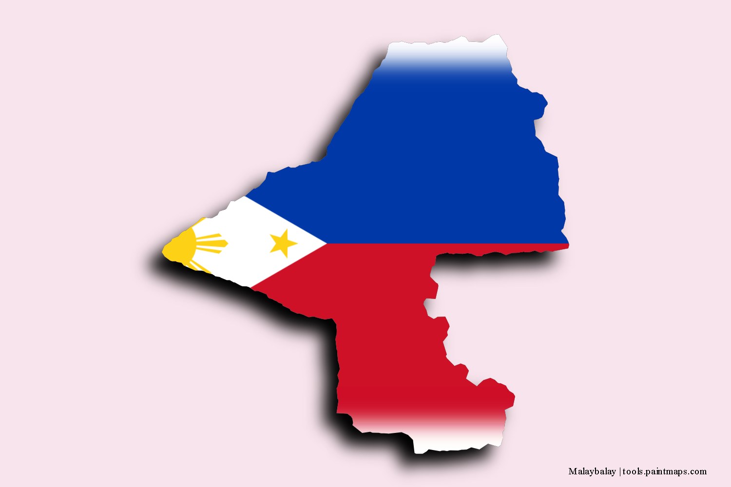 flag map of Malaybalay with 3D shadow effect