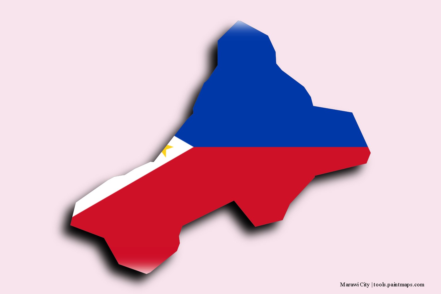 flag map of Marawi City with 3D shadow effect