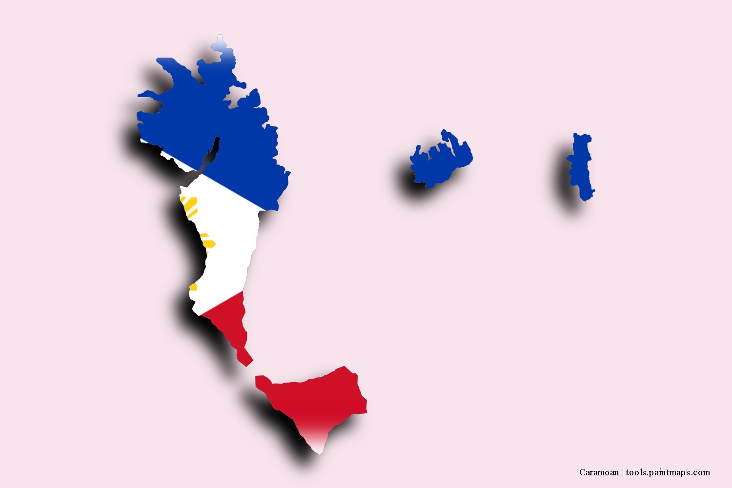 flag map of Caramoan with 3D shadow effect