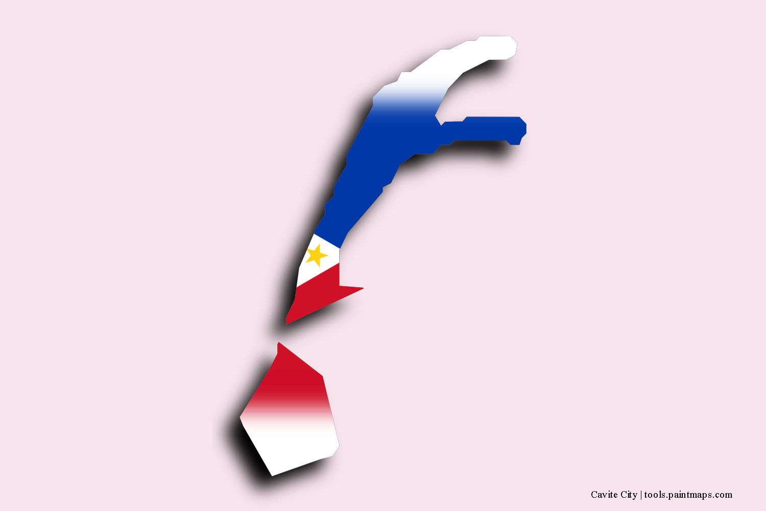 flag map of Cavite City with 3D shadow effect