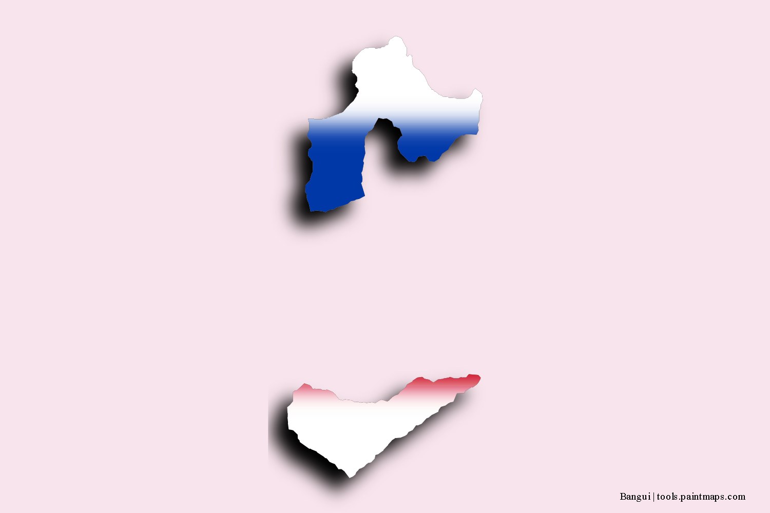 flag map of Bangui with 3D shadow effect