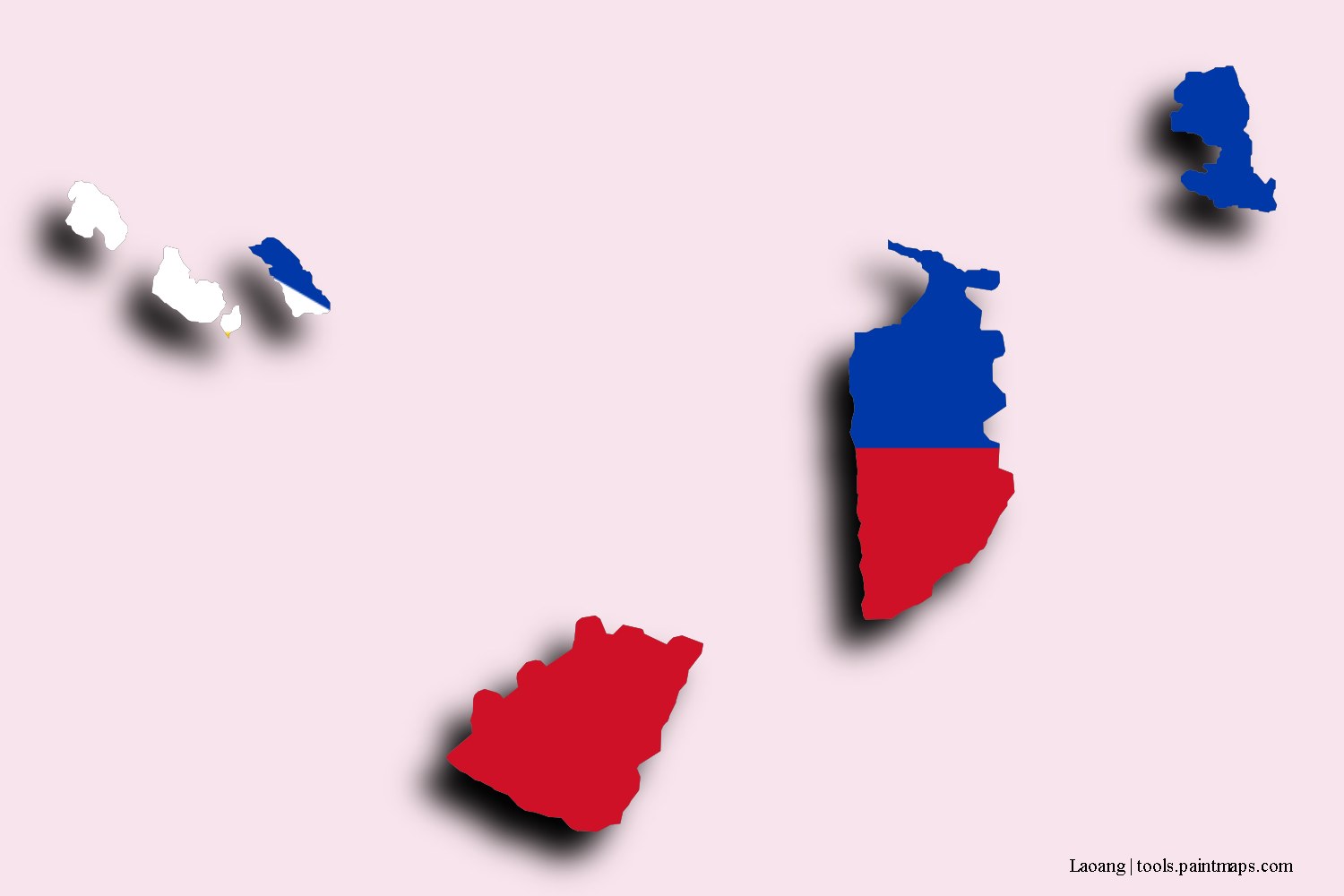 Mapa de la bandera de Laoang con efecto de sombra 3D