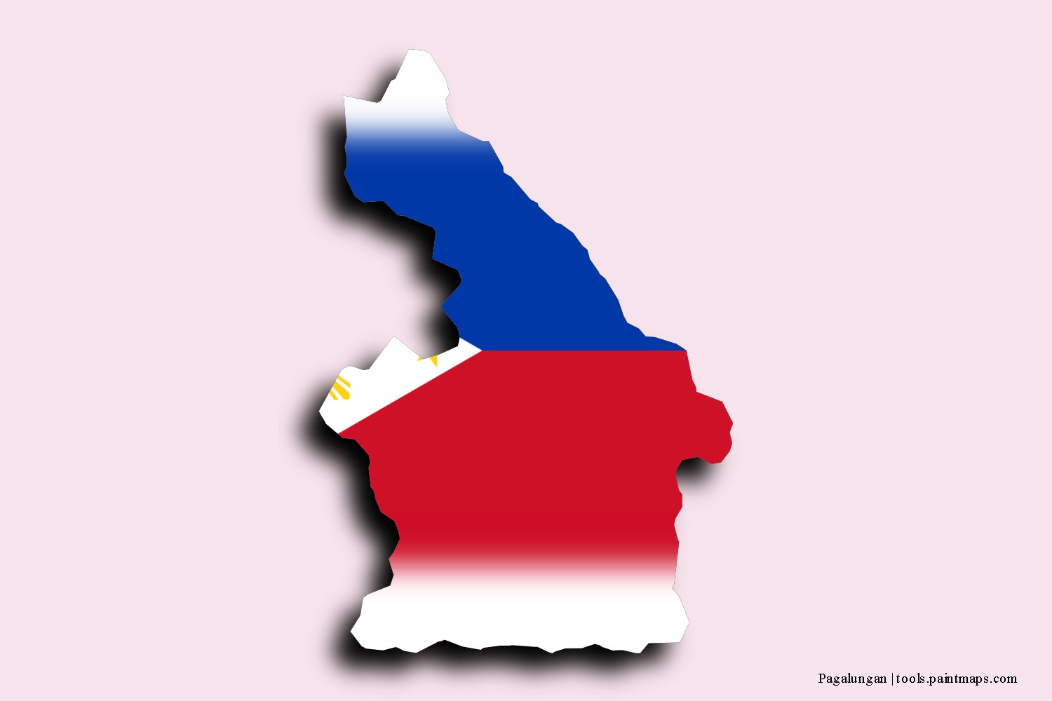 flag map of Pagalungan with 3D shadow effect