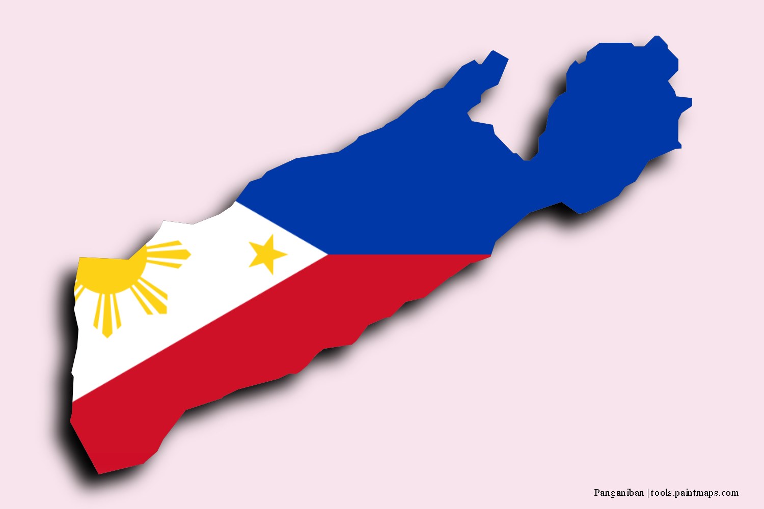 flag map of Panganiban with 3D shadow effect