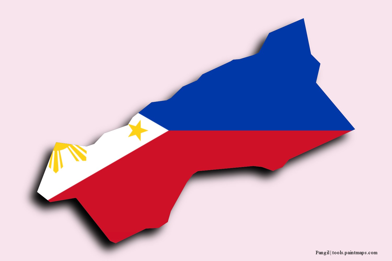 flag map of Pangil with 3D shadow effect