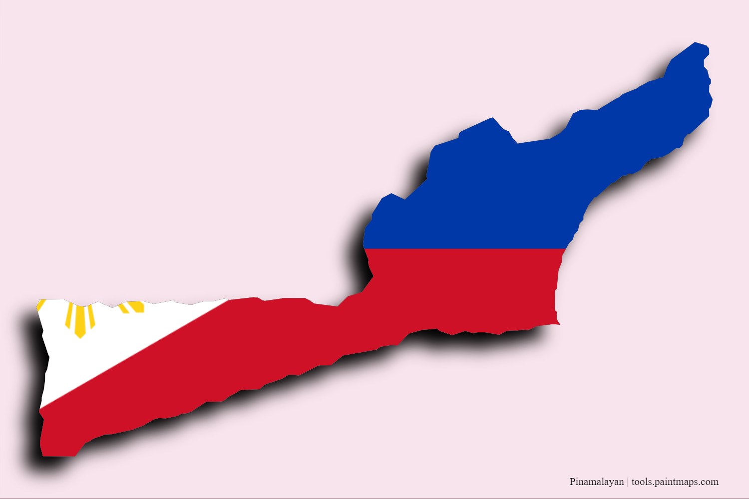 Mapa de la bandera de Pinamalayan con efecto de sombra 3D