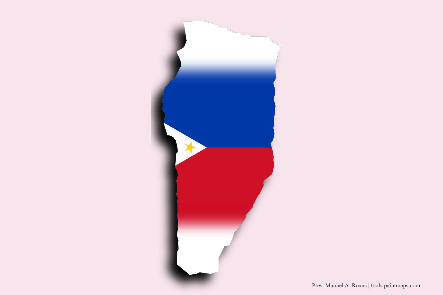 flag map of Pres. Manuel A. Roxas with 3D shadow effect