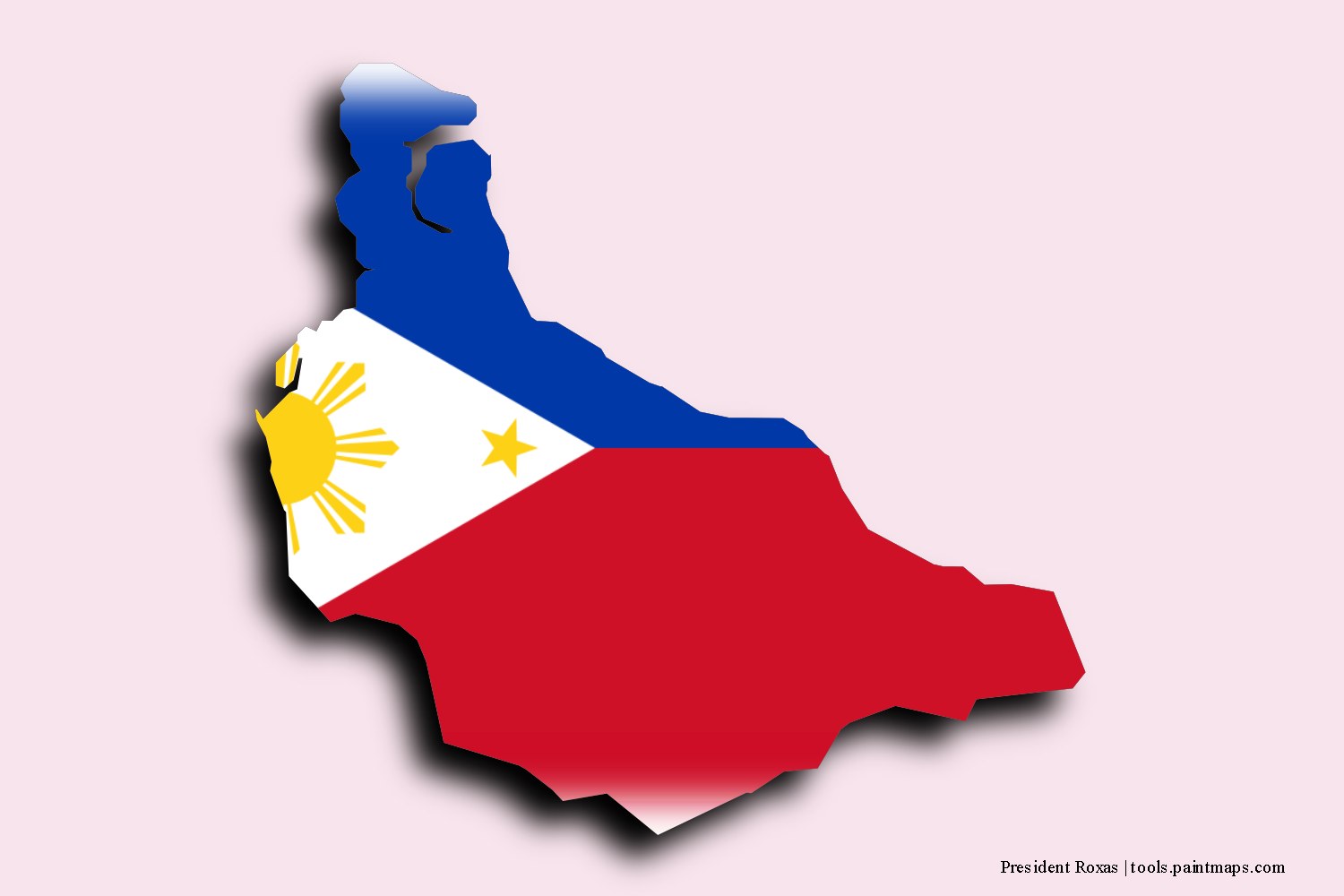 flag map of President Roxas with 3D shadow effect