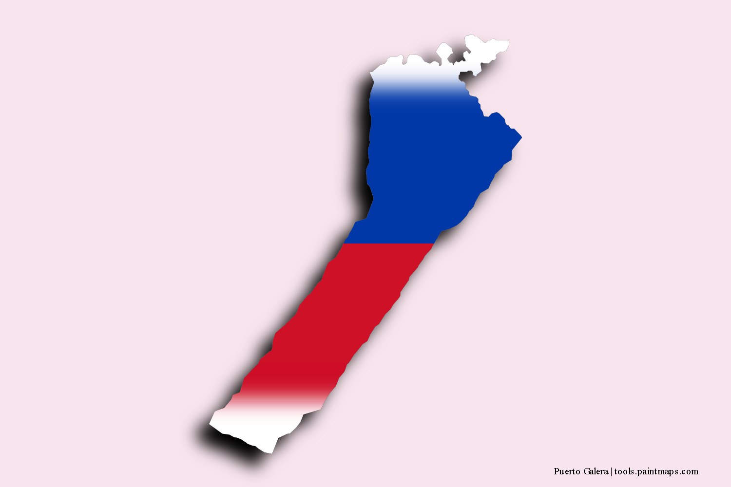 flag map of Puerto Galera with 3D shadow effect