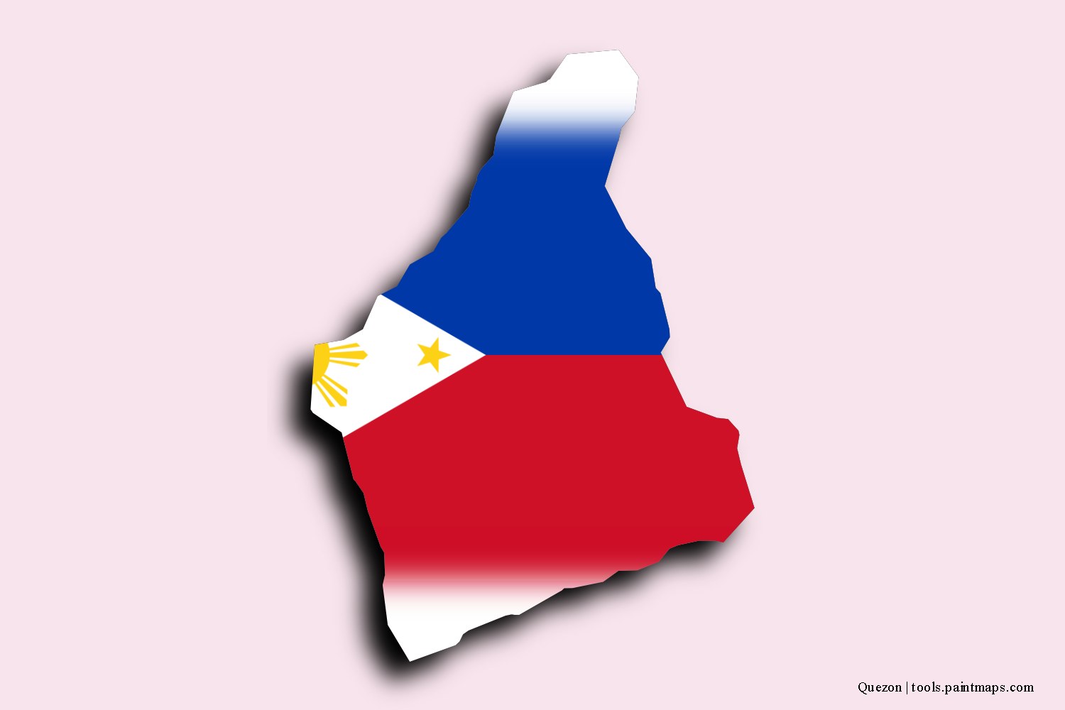 flag map of Quezon with 3D shadow effect