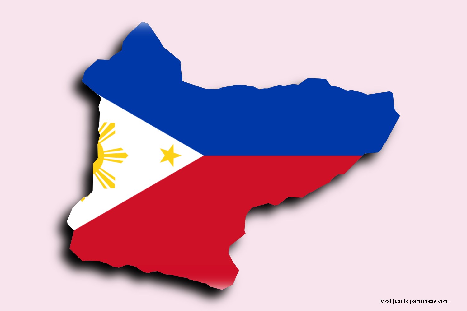 flag map of Rizal with 3D shadow effect