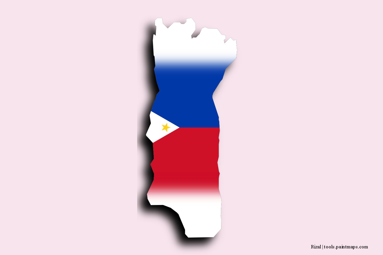 flag map of Rizal with 3D shadow effect