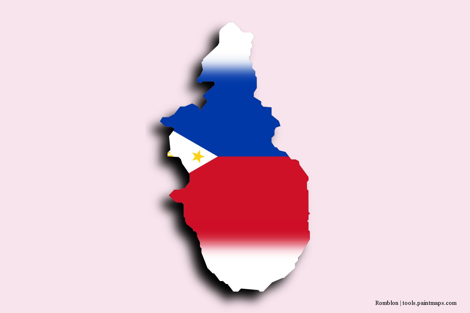 flag map of Romblon with 3D shadow effect