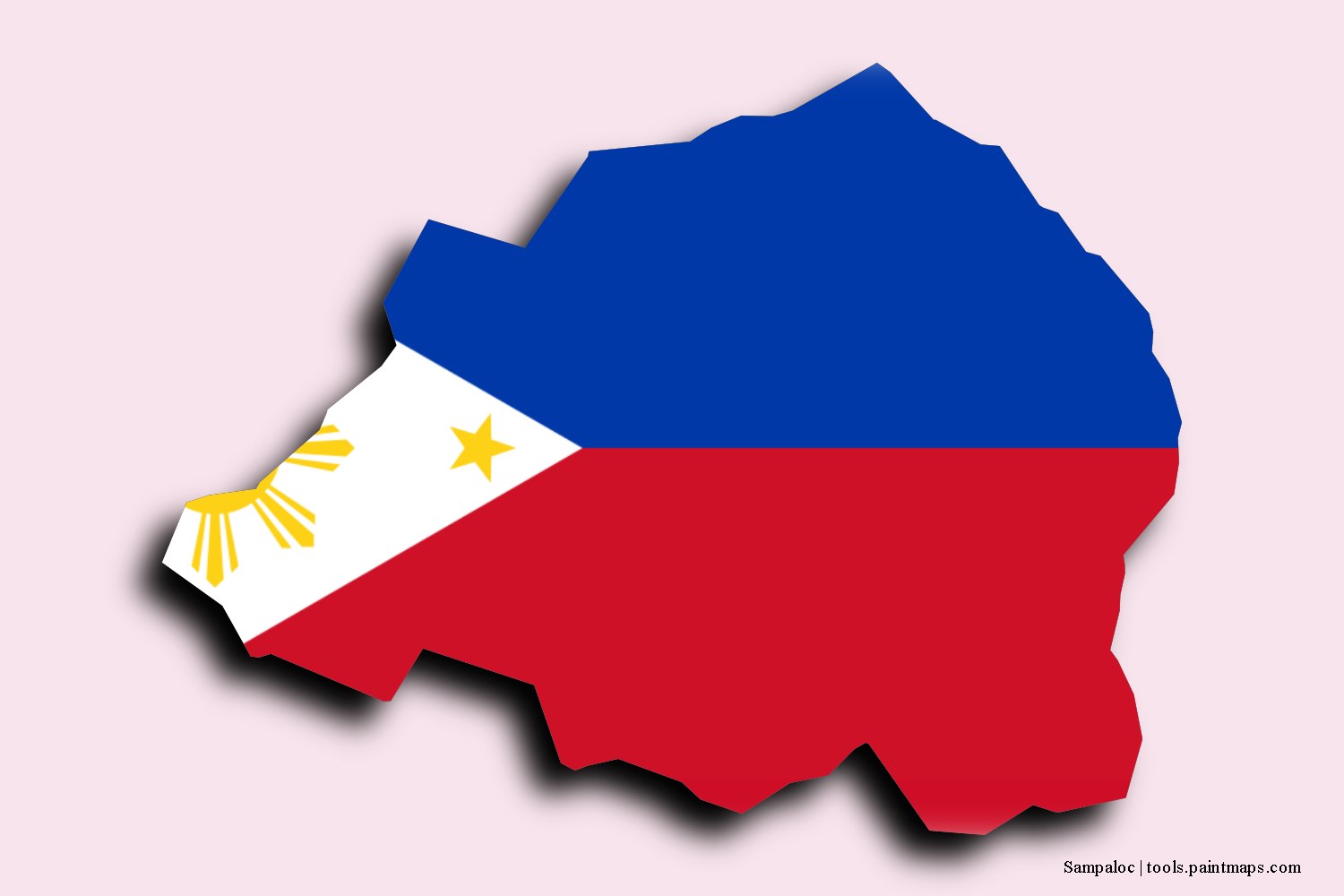 flag map of Sampaloc with 3D shadow effect