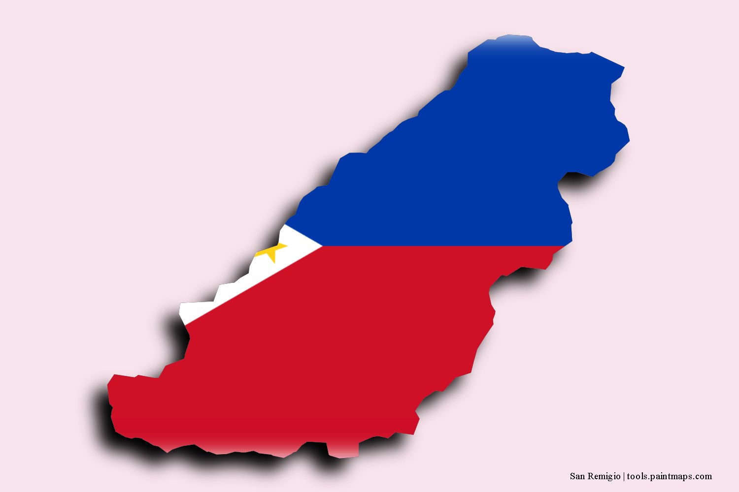 flag map of San Remigio with 3D shadow effect