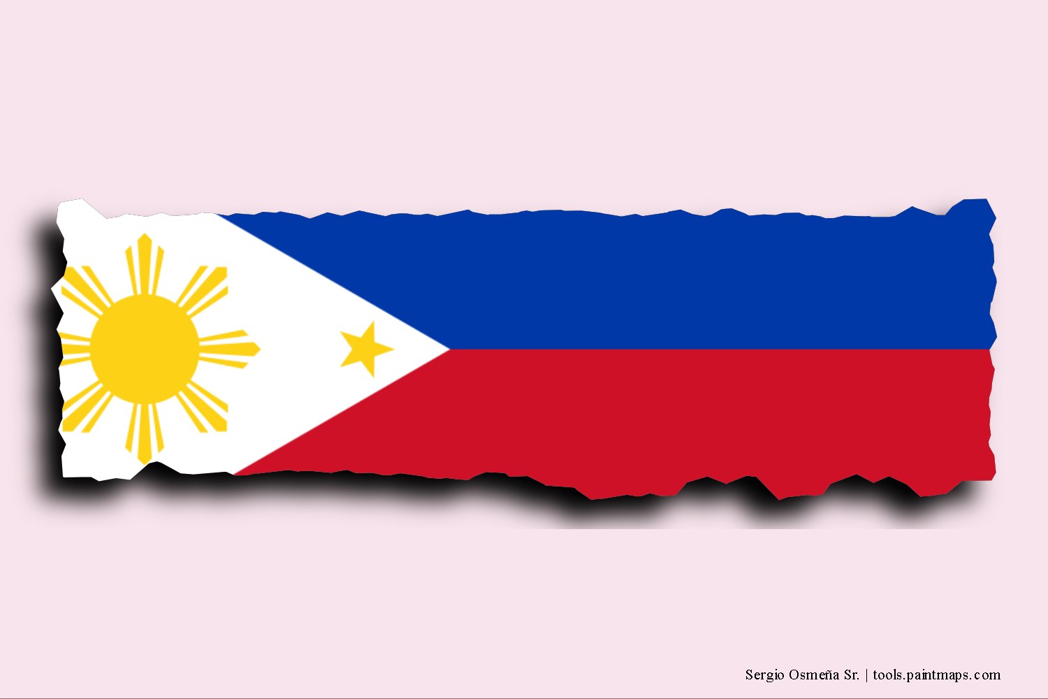 flag map of Sergio Osmeña Sr. with 3D shadow effect