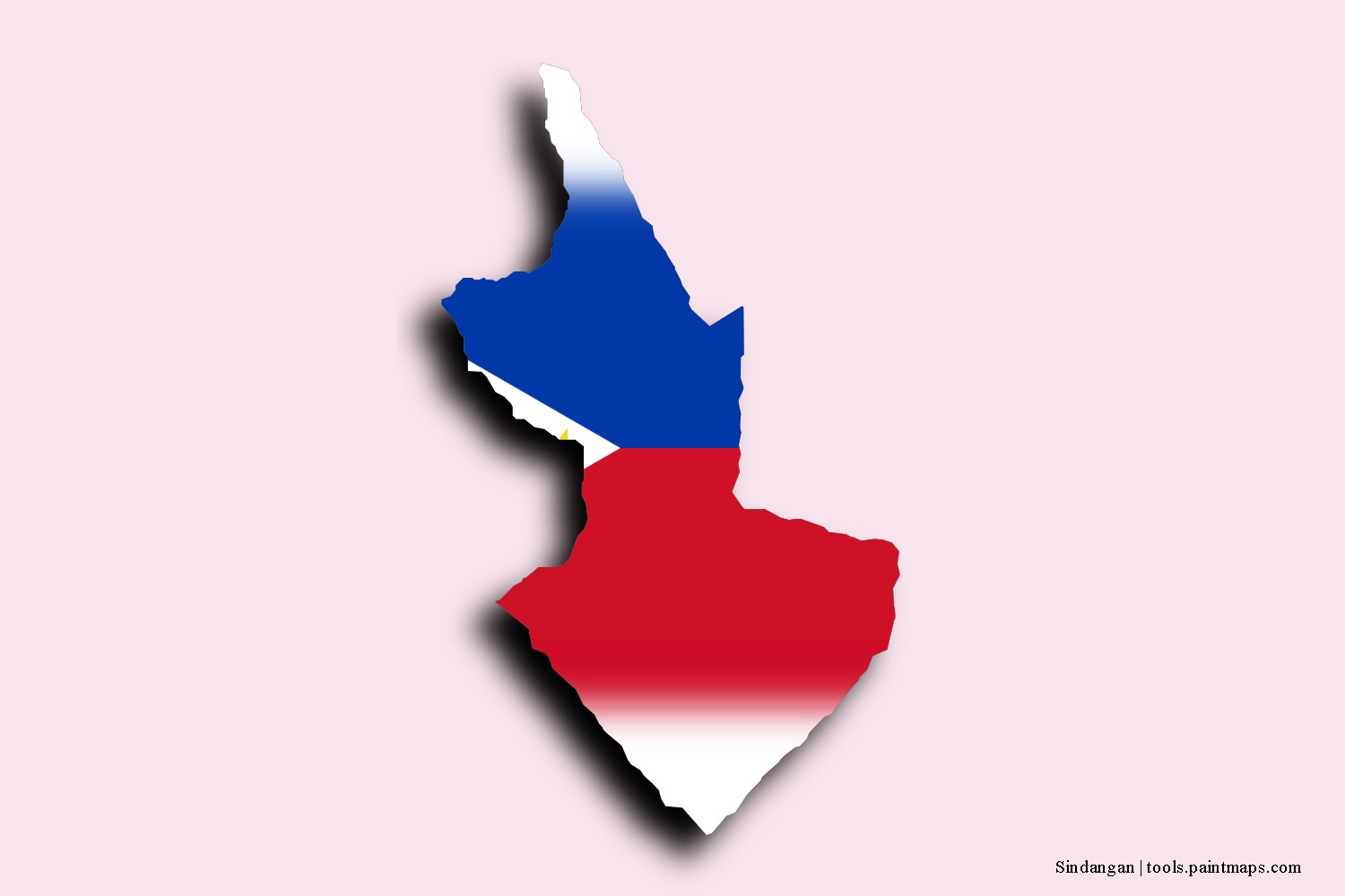 flag map of Sindangan with 3D shadow effect