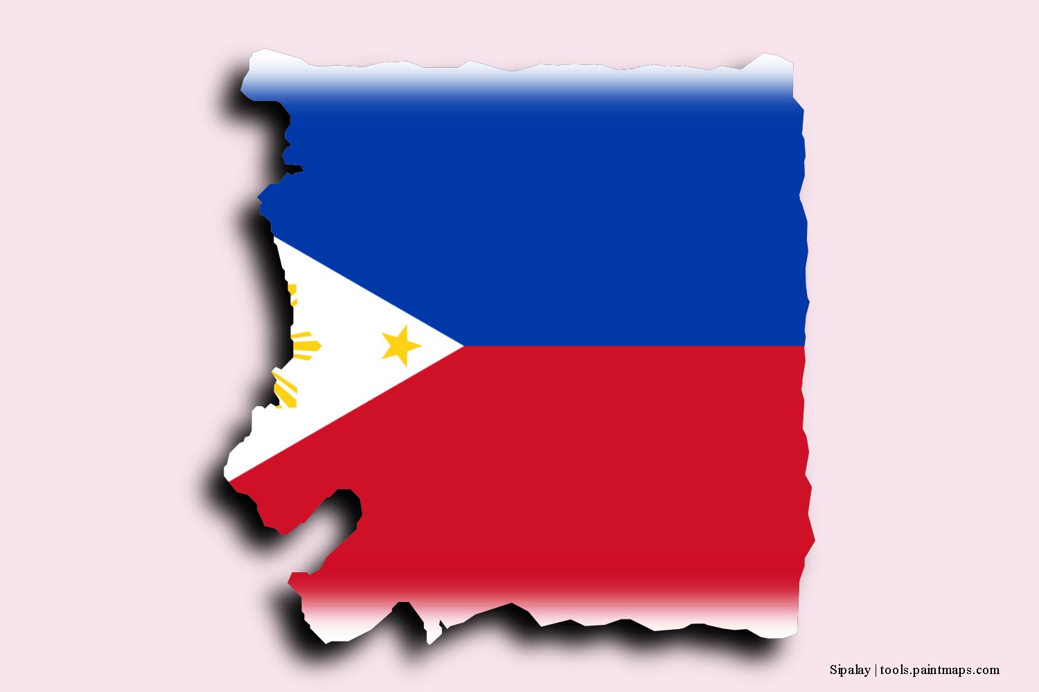 flag map of Sipalay with 3D shadow effect