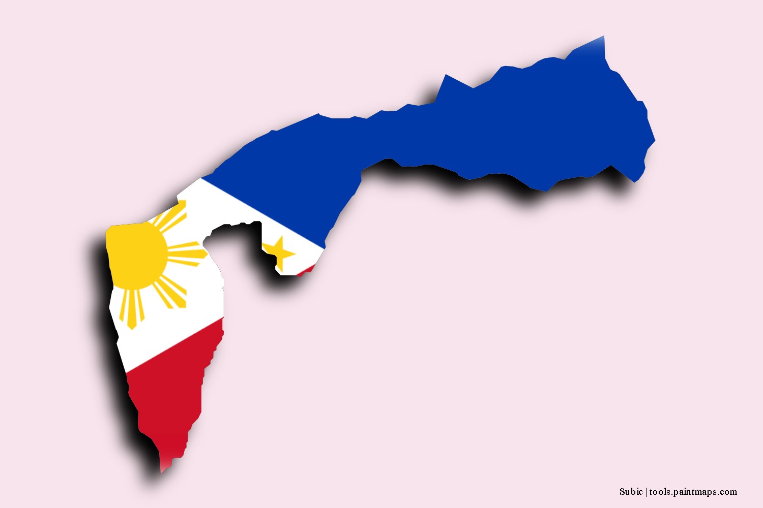 flag map of Subic with 3D shadow effect