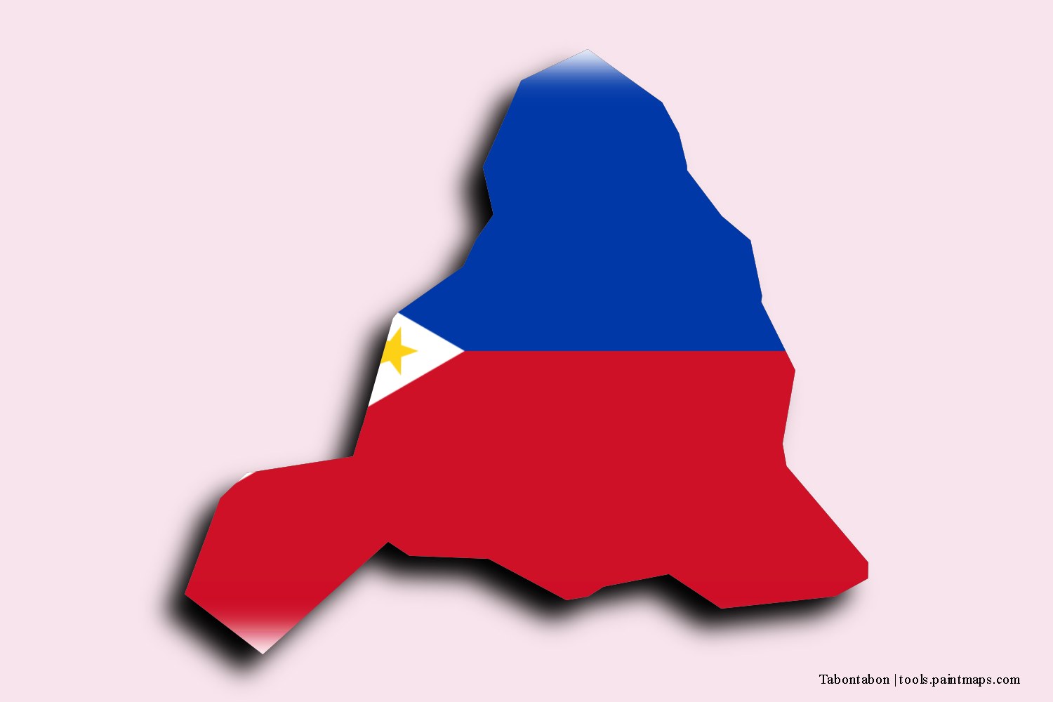 flag map of Tabontabon with 3D shadow effect