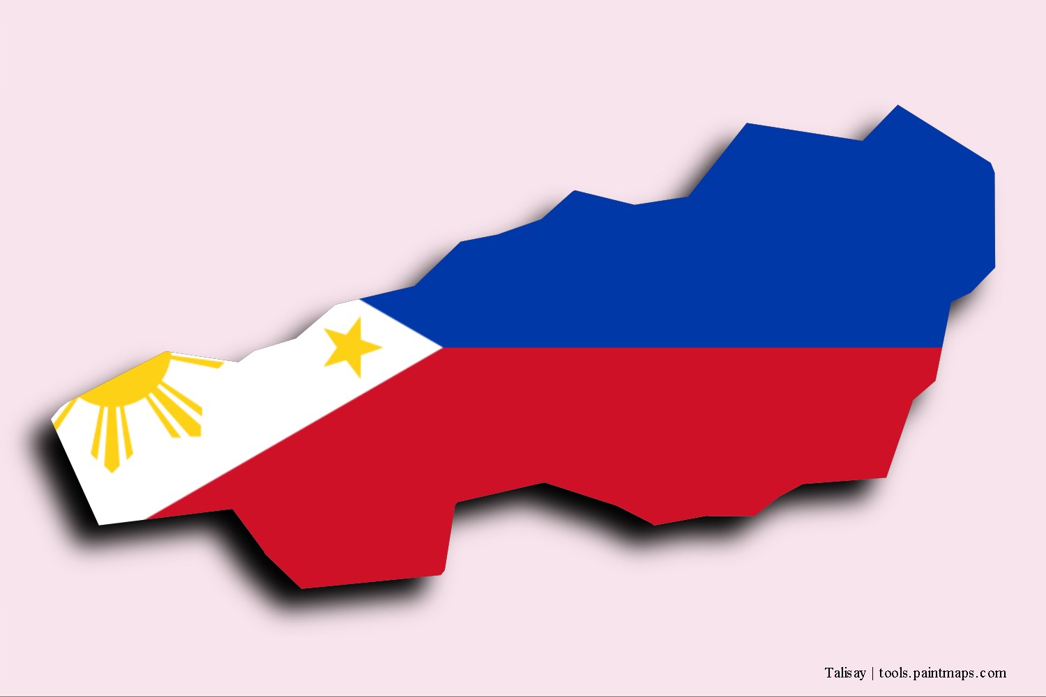 flag map of Talisay with 3D shadow effect