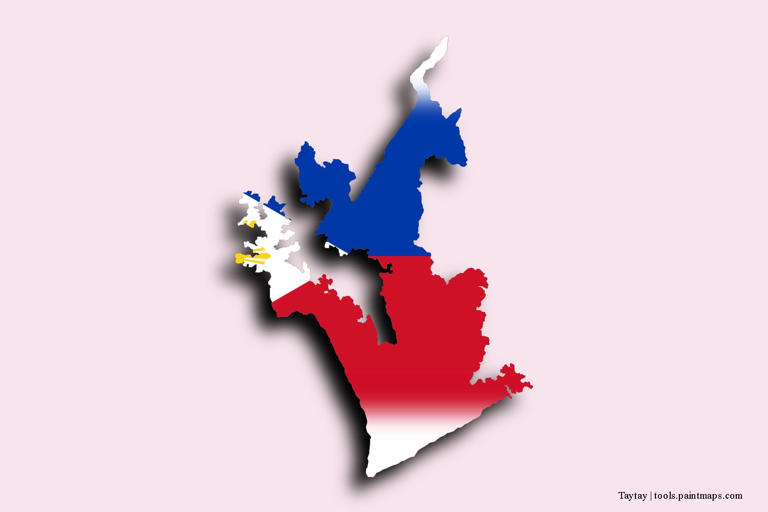 flag map of Taytay with 3D shadow effect