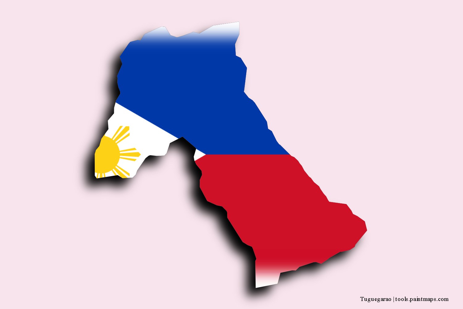 flag map of Tuguegarao with 3D shadow effect