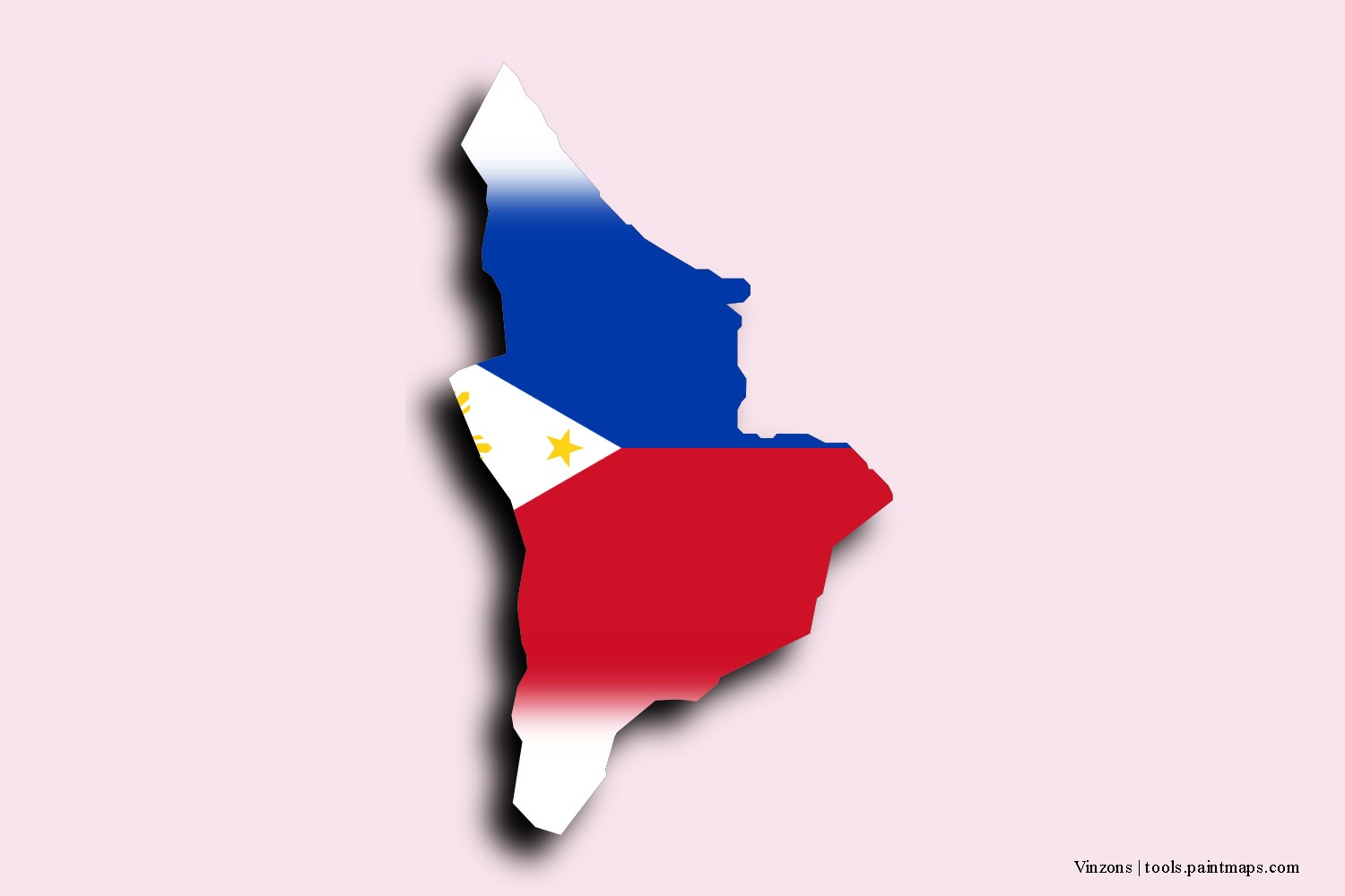 flag map of Vinzons with 3D shadow effect