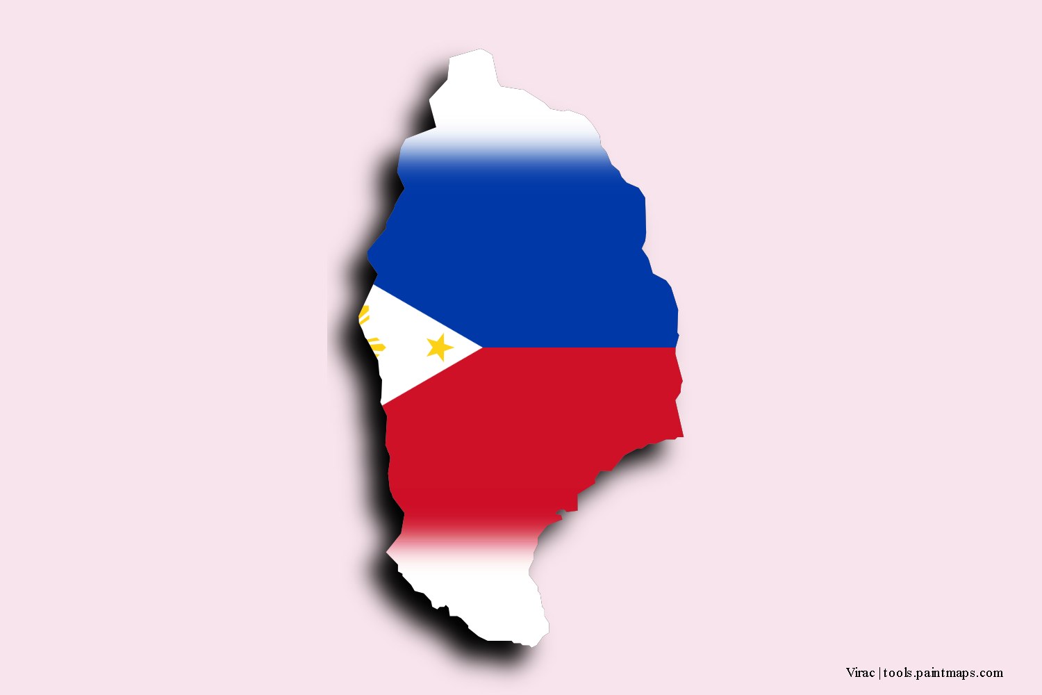 flag map of Virac with 3D shadow effect