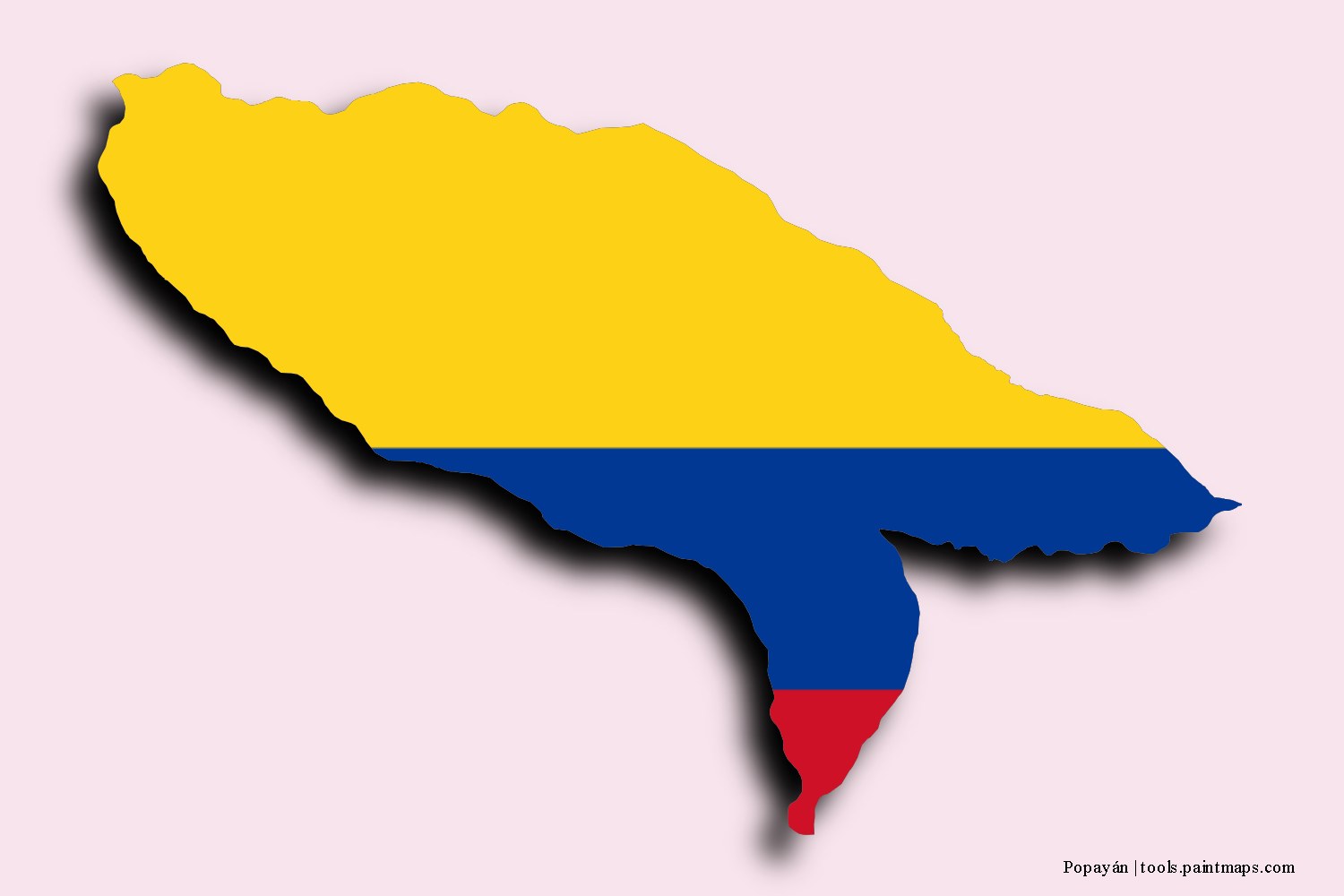 Mapa de la bandera de Popayán con efecto de sombra 3D