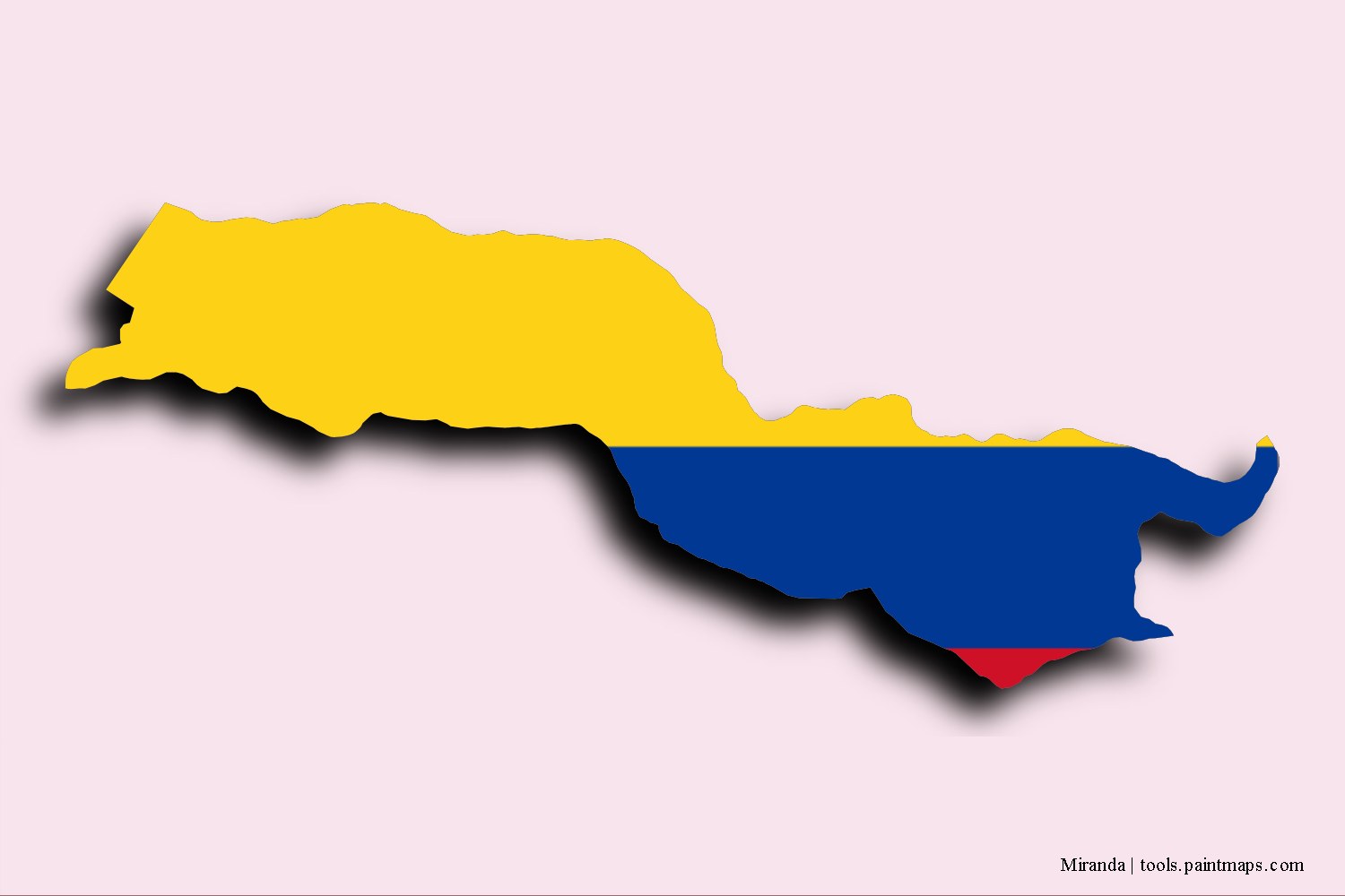 Mapa de la bandera de Miranda con efecto de sombra 3D