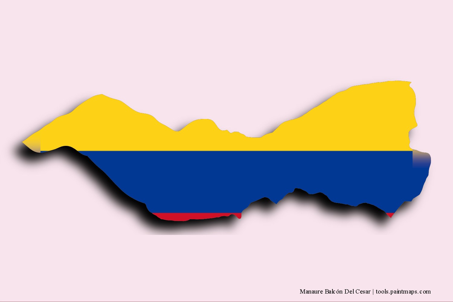 Mapa de la bandera de Manaure Balcón Del Cesar con efecto de sombra 3D