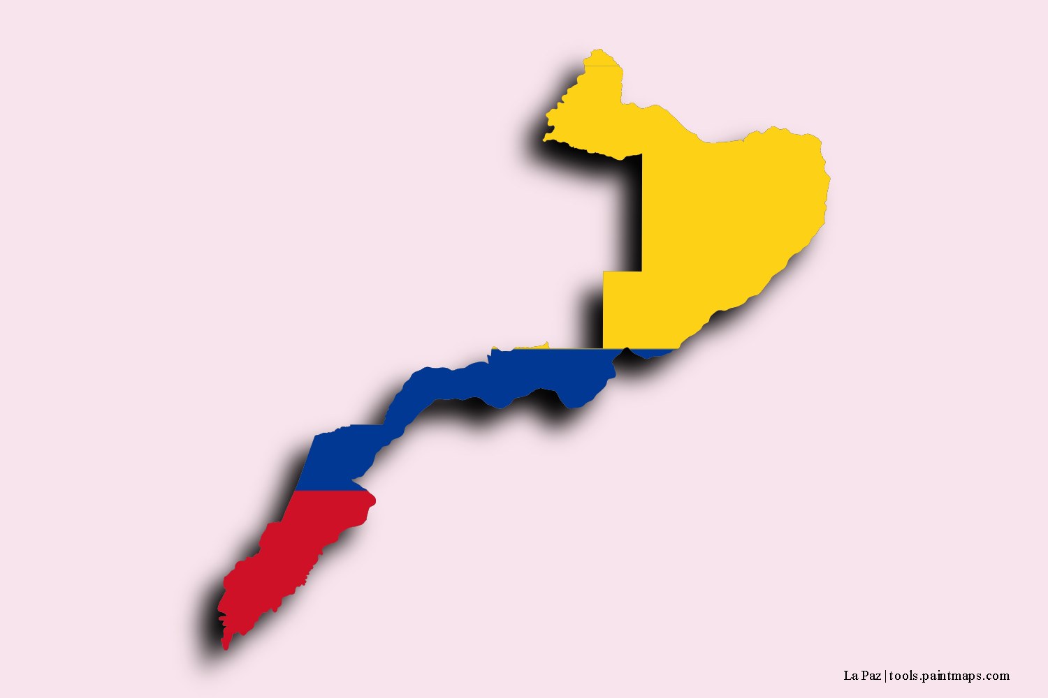 flag map of La Paz with 3D shadow effect