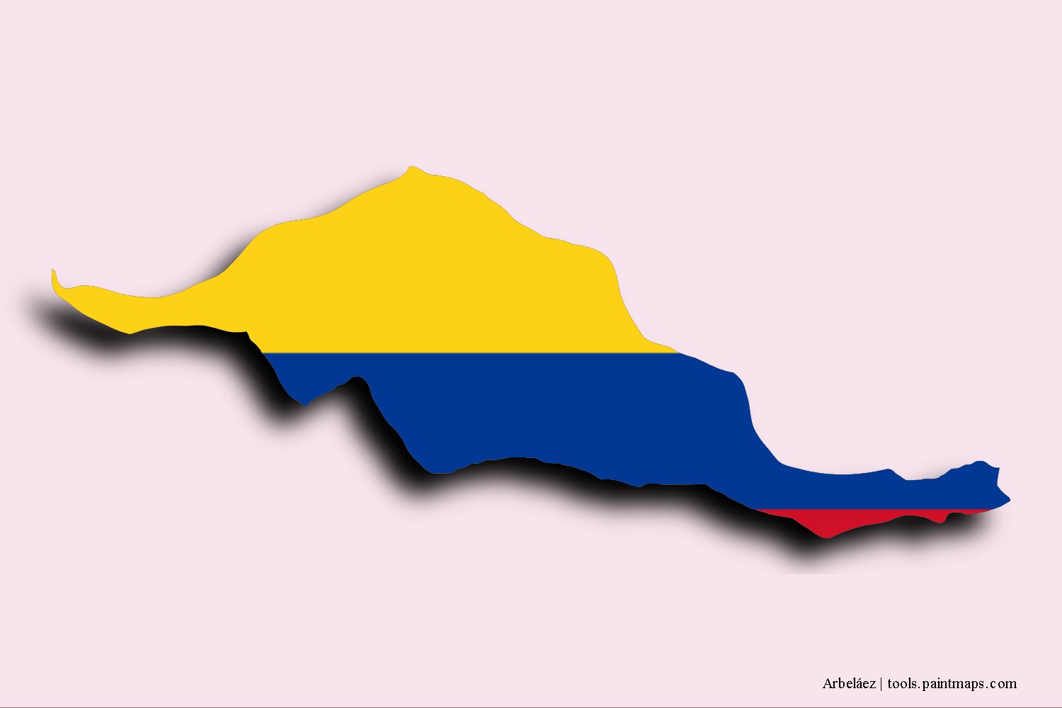 flag map of Arbeláez with 3D shadow effect