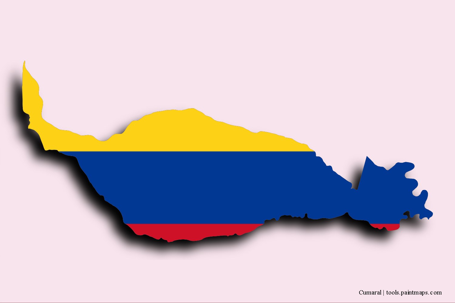 Mapa de la bandera de Cumaral con efecto de sombra 3D