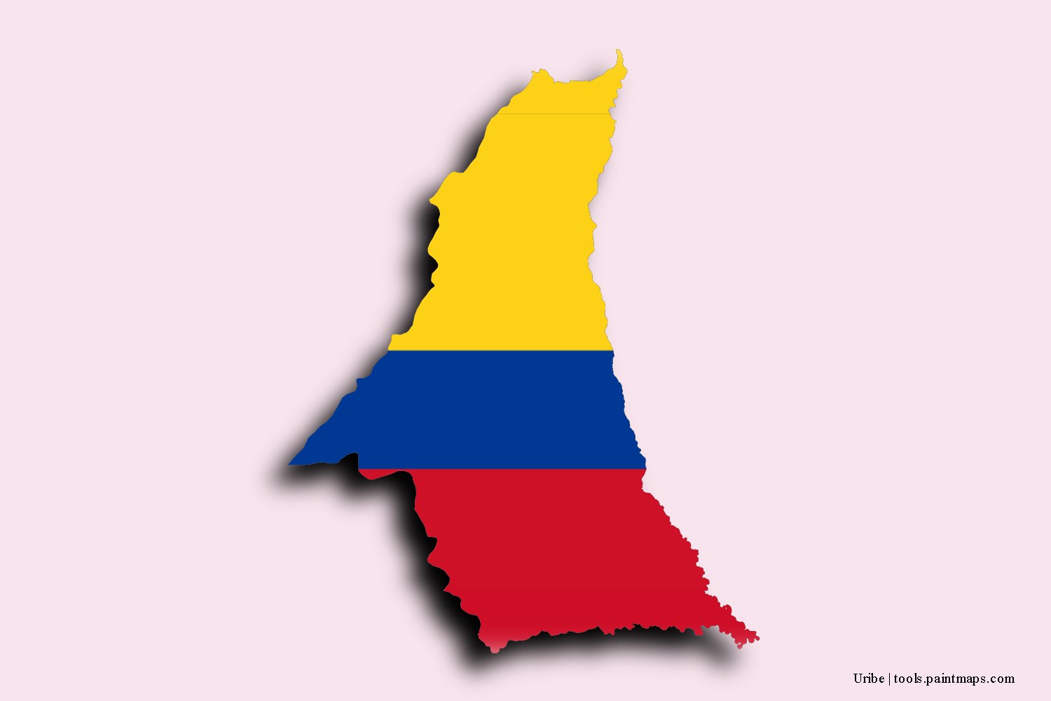 Mapa de la bandera de Uribe con efecto de sombra 3D