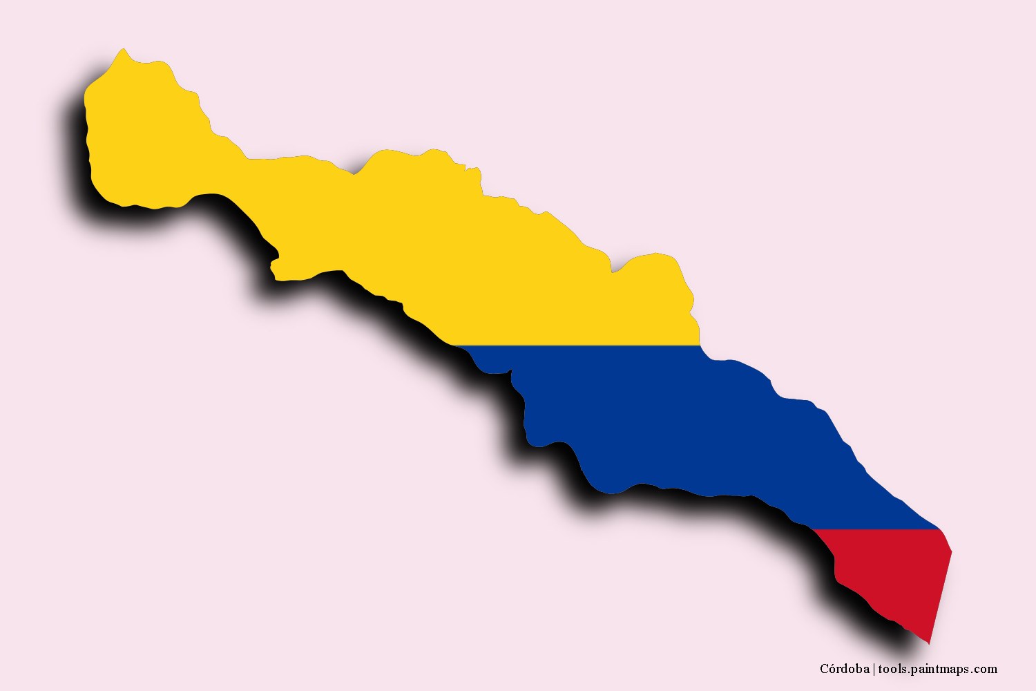 Mapa de la bandera de Córdoba con efecto de sombra 3D