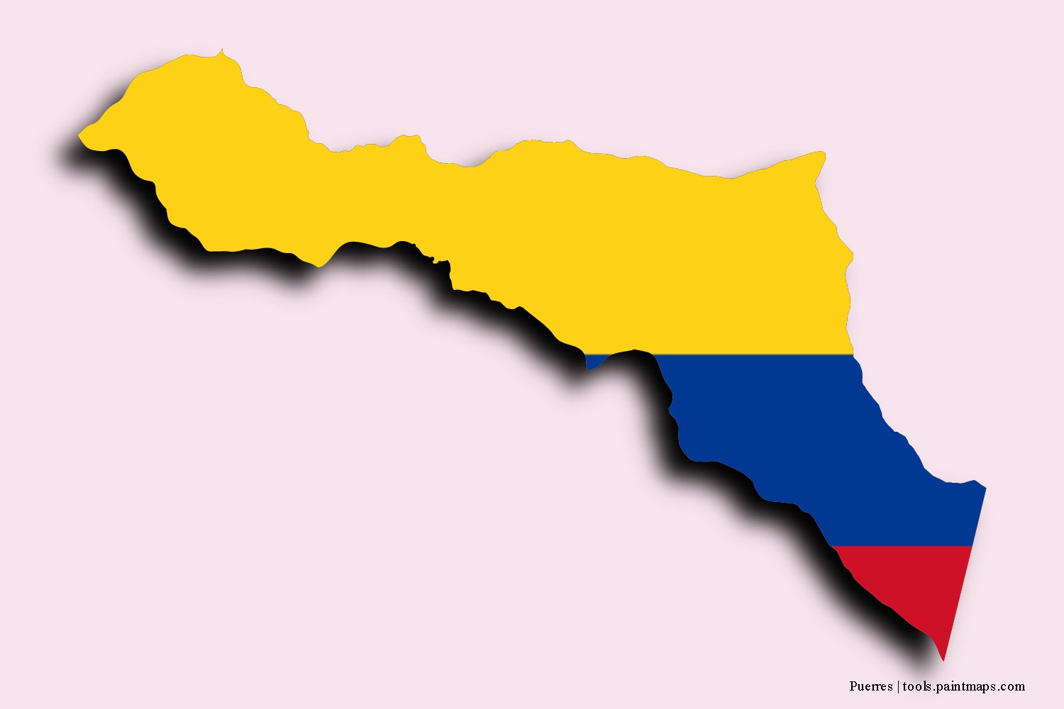 Mapa de la bandera de Puerres con efecto de sombra 3D