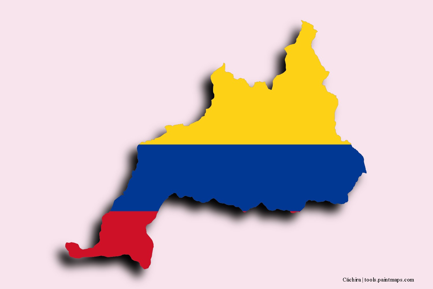 Mapa de la bandera de Cáchira con efecto de sombra 3D