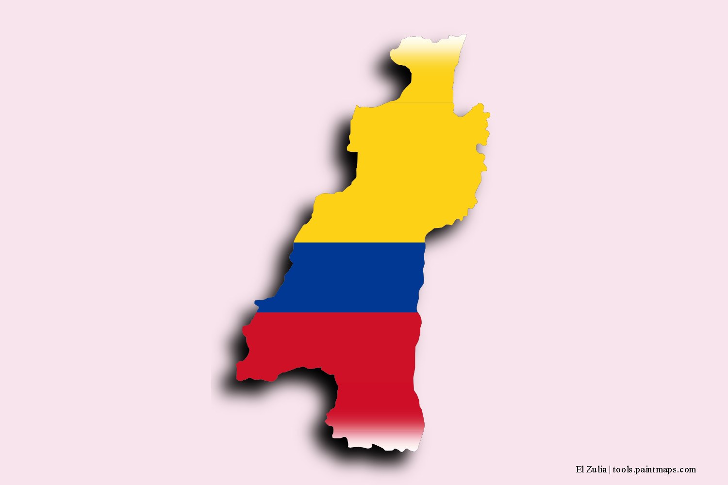 Mapa de la bandera de El Zulia con efecto de sombra 3D