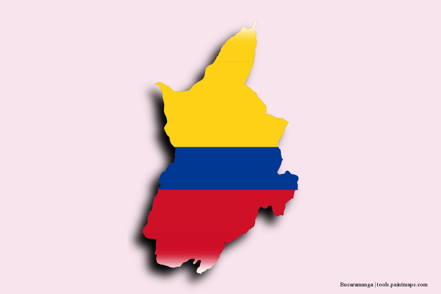 flag map of Bucaramanga with 3D shadow effect