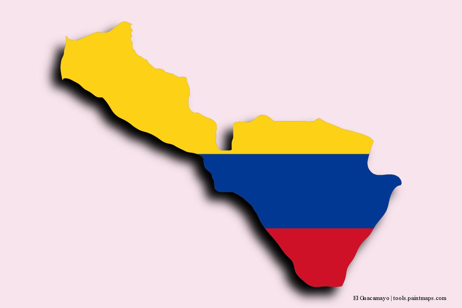 flag map of El Guacamayo with 3D shadow effect