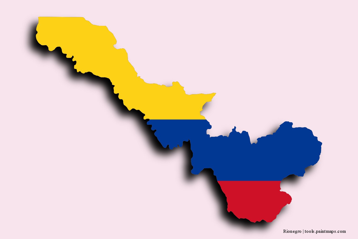 Mapa de la bandera de Rionegro con efecto de sombra 3D