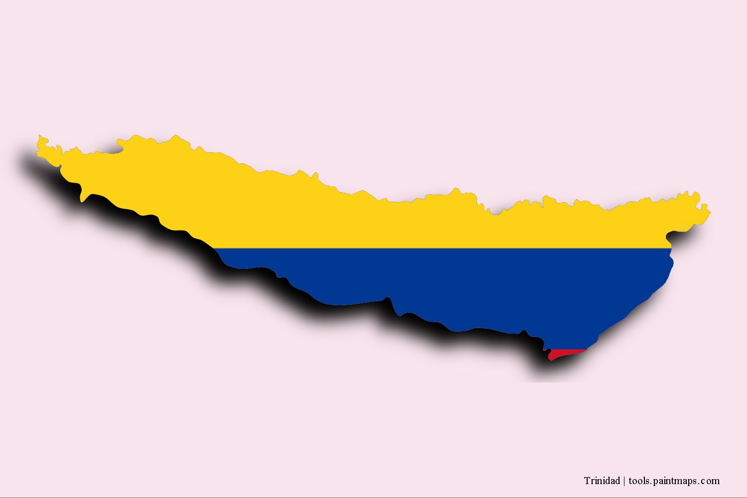 Mapa de la bandera de Trinidad con efecto de sombra 3D