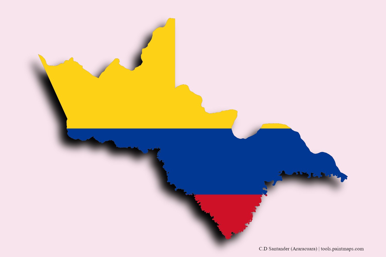 Mapa de la bandera de C.D Santander (Araracuara) con efecto de sombra 3D