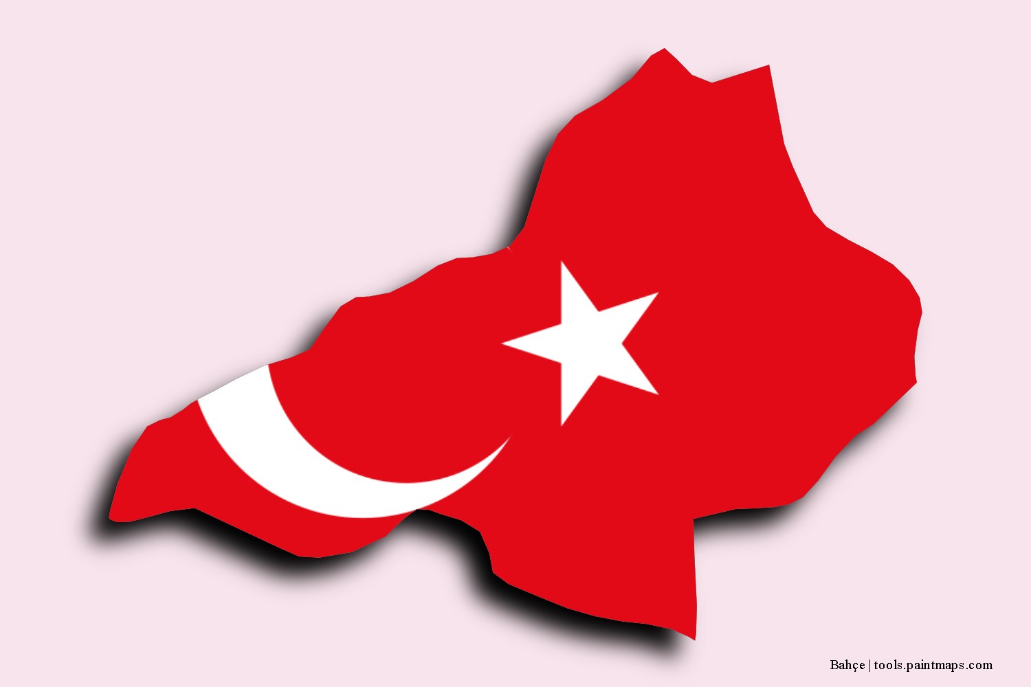 flag map of Bahçe with 3D shadow effect