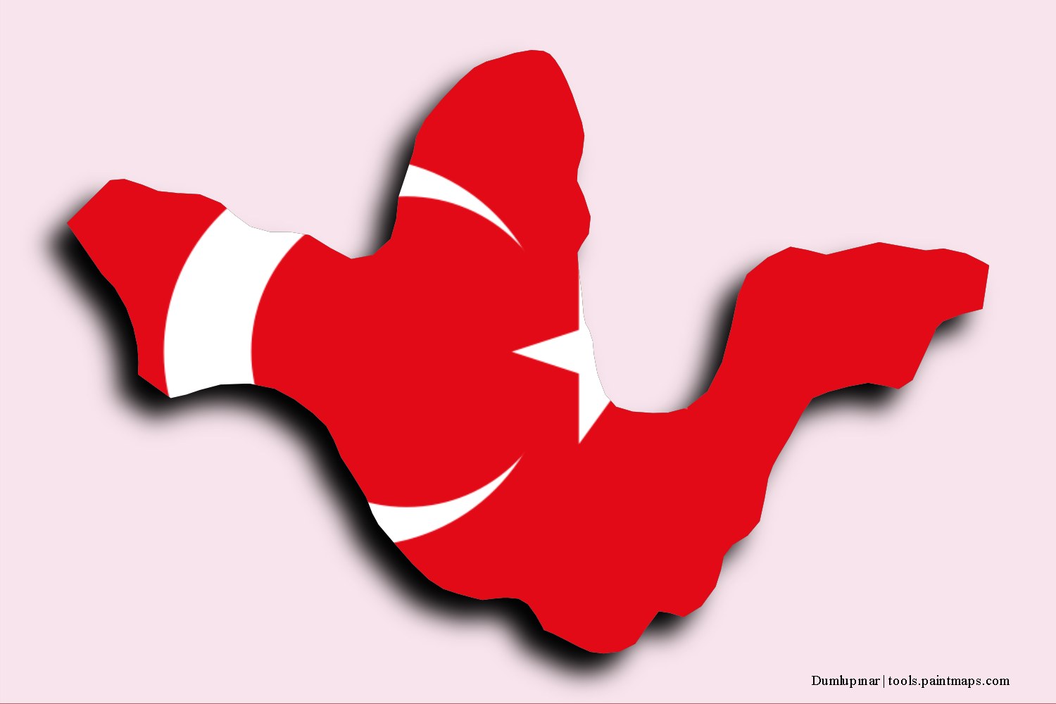 flag map of Dumlupınar with 3D shadow effect