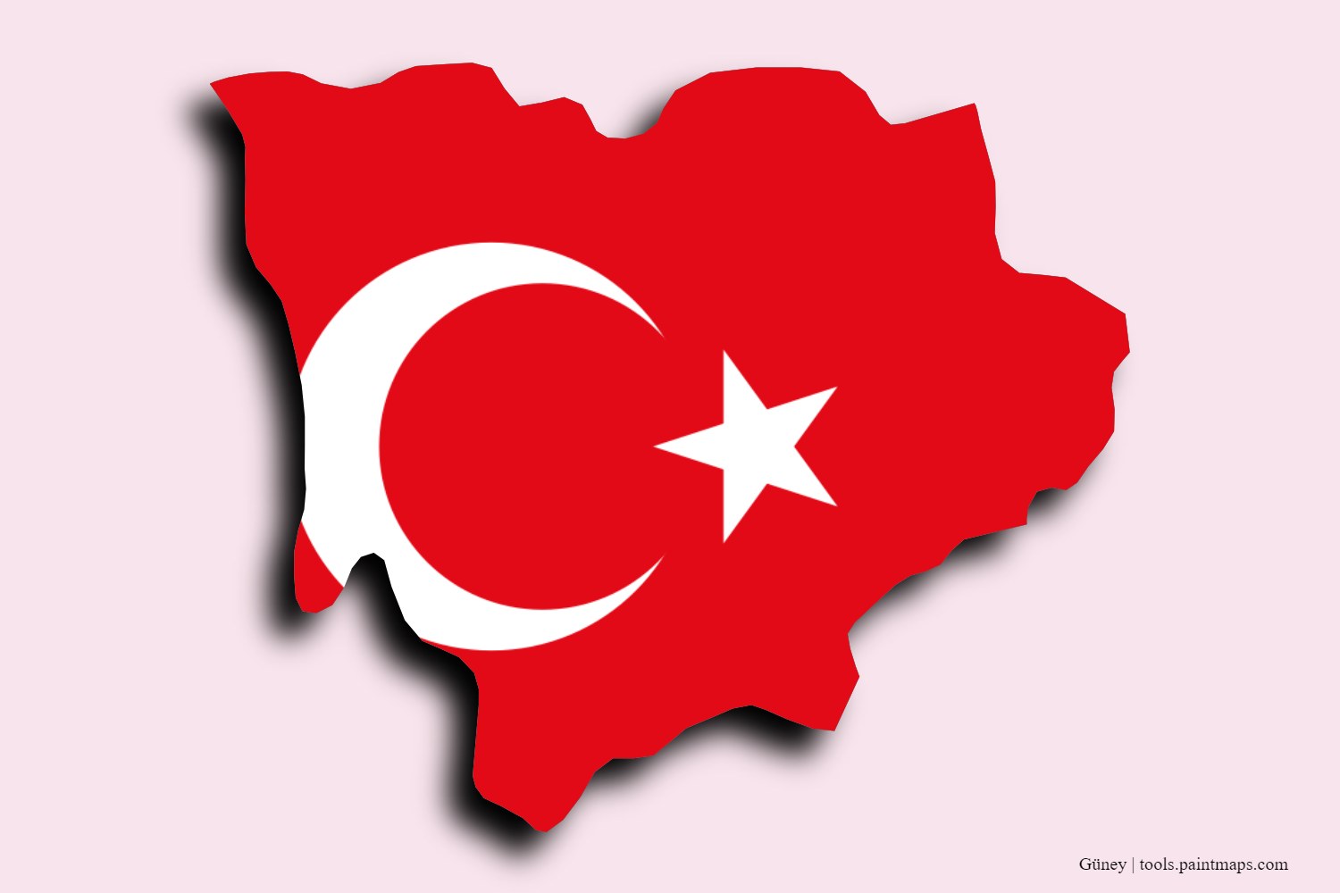 flag map of Güney with 3D shadow effect