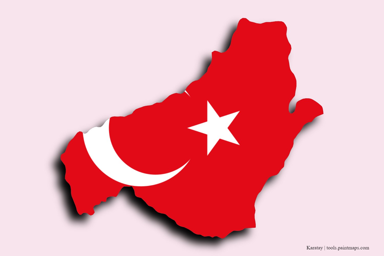 flag map of Karatay with 3D shadow effect