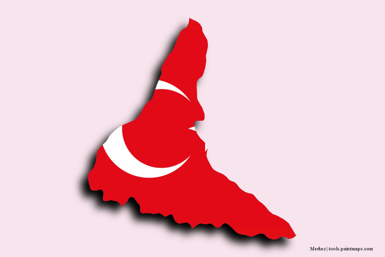 flag map of Merkez with 3D shadow effect